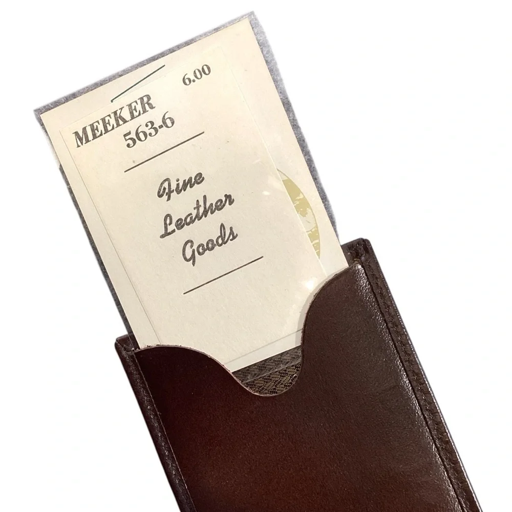 Meeker Men’s Brown‎ Leather Top Grain Cowhide Bifold Money Clip NWOT Vintage 80s
